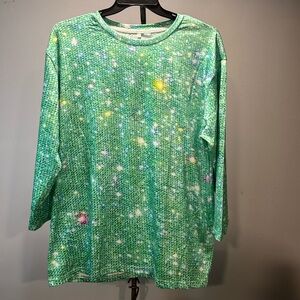 NWOT Green Patterned Long Sleeve Shirt